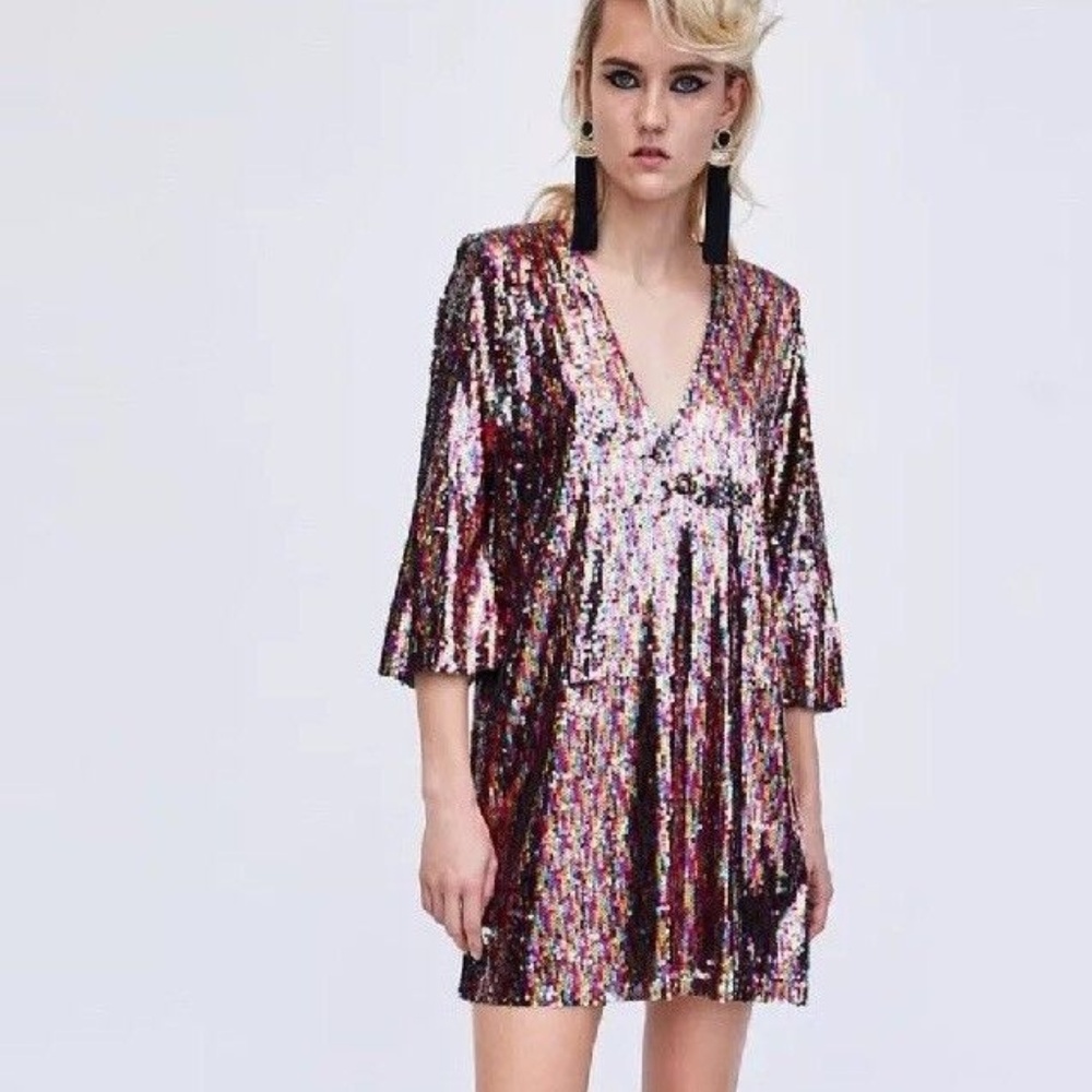 Zara Basic Collection Multi Color Mini Sequinned - image 1